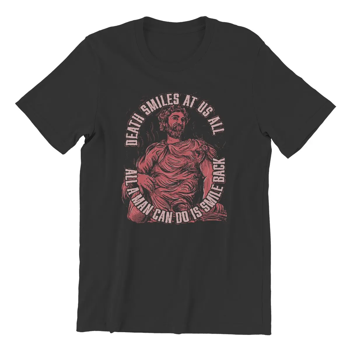 Marcus Aurelius quote death smile T-Shirts for Men  Leisure Cotton Tees greek philosophy Graphic Clothing