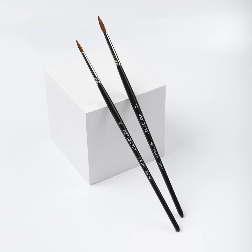 ArtSecret 10pcs Set Fine Pointed Liner Longliner Detail Painting Brushes Watercolor Acylic Paint