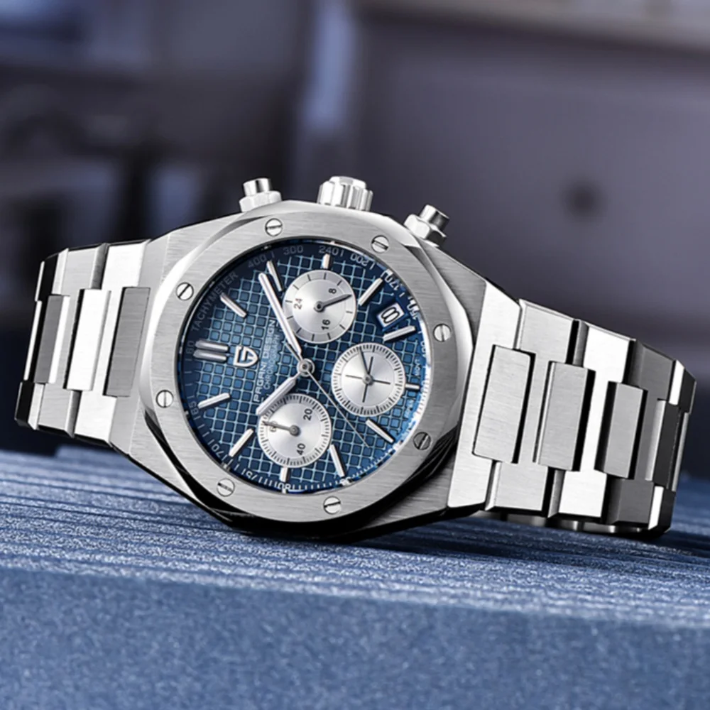 파가니 디자인 2025 신형 남성 쿼츠 시계 VK63 사파이어 크리스탈 발광 스테인리스 스틸 PD1707 200m 방수 시계