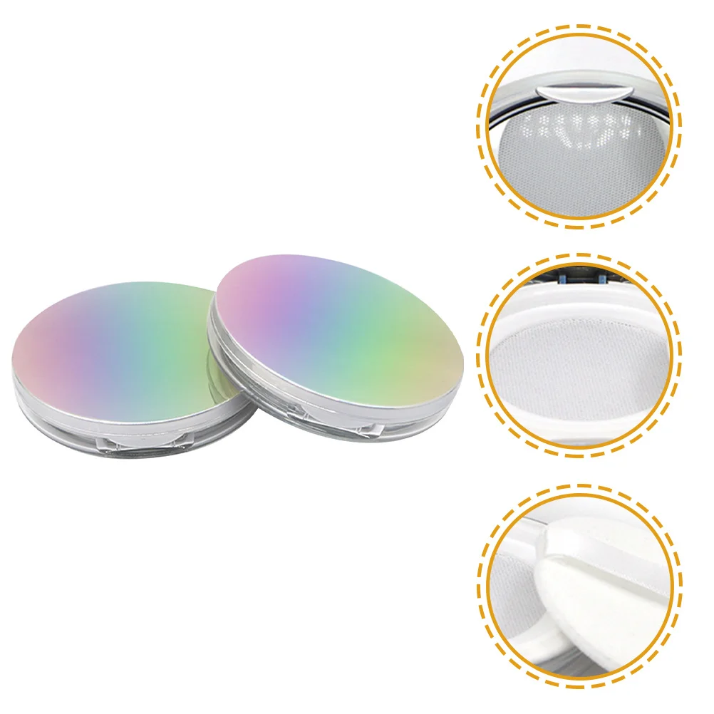 2Pcs Compact Makeup Powder Box with Mirror Leakproof Design Ideal for Blusher Glitter Cosmetics Storage Portable Powder Puff