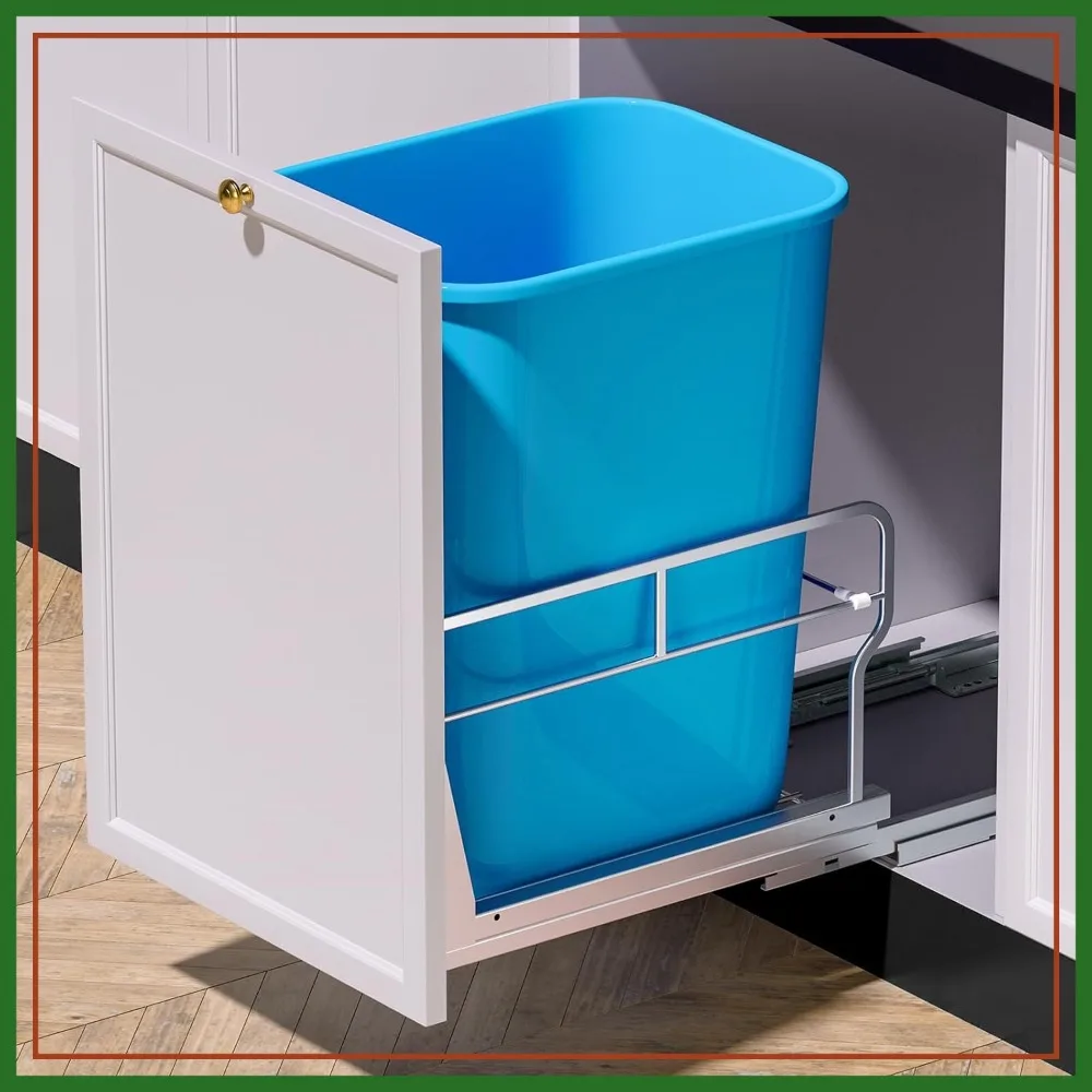 

Under Cabinet Pull Out Trash Can with Soft-Close Slides, Heavy Duty Kitchen Garbage Bin, Requires 12"W x 18"D Opening