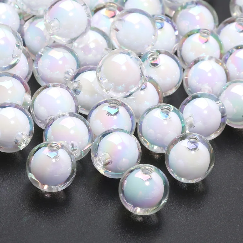 Gradient Color Transparent Acrylic Beads In Beads Bracelet 12mm 10pcs Round Ball Beads For Jewelry Making DIY Crafts Accessories