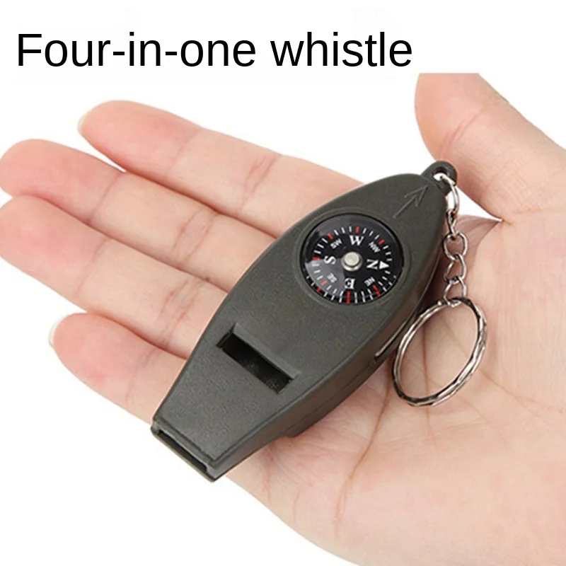

Four-in-one compass outdoor portable magnifying glass thermometer multi-function tool whistle cross-border whistle ABS