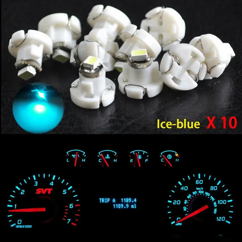 

Car Bulbs T4.2 Climate Cluster Flat Top Gauges Ice Blue Instrument LED Light 10mm Neo 10x 12-14VDC Repalce Wedge