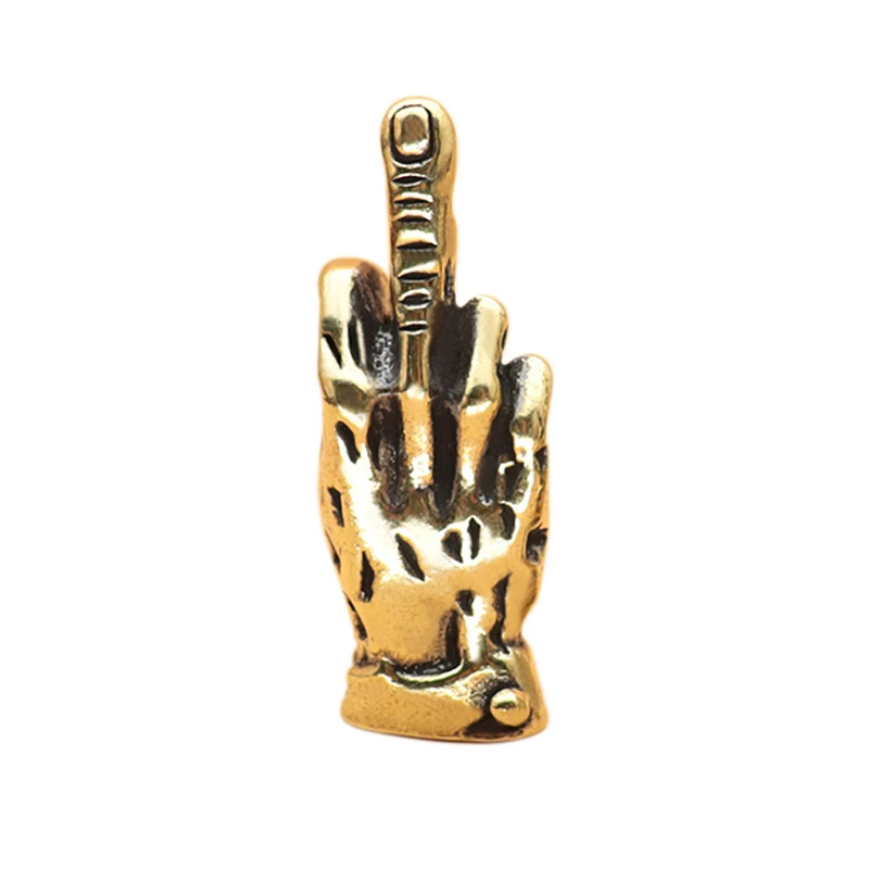 Copper Hand With Erect Middle Finger Up Statue Punk Style Vintage Brass Hand Miniature Ornaments Home Office Desk Decoration image 5