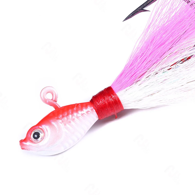 1 Stück Bass-Angelköder Buck Tail Jig-Haken Köder Hirschhaar-Federhaken Bart-Jigging-Köder zum Angeln 7g 10g 14g 21g 28g – Detail 2