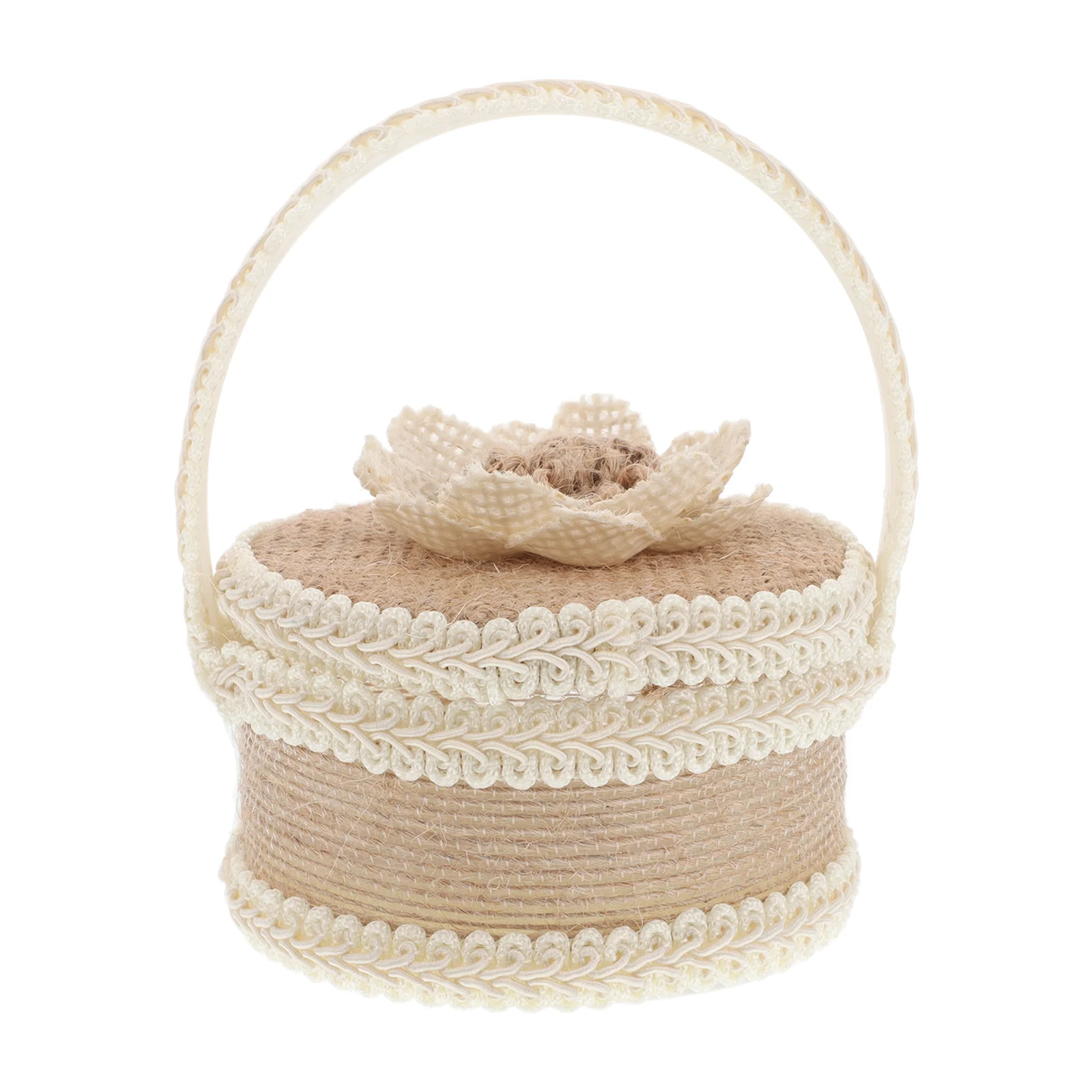 Sackleinen-Ehering-Box, rustikaler Blumenmädchen-Korb, einzigartiges Design, handgefertigte Jute-Zeremonie, Accessoire, Ehering-Box