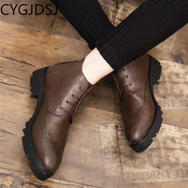 Casual Shoes for Men Ankle Boots for Men Leather Shoes for Men Werkschoenen Black Boots Casuales Werkschoenen Zapatillas Hombre