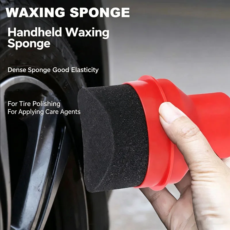 Car Wheel Polishing Waxing Curved Tire Sponge Brush With Cover Tire Clean Contour Dressing Applicator Pads for Car Accessories