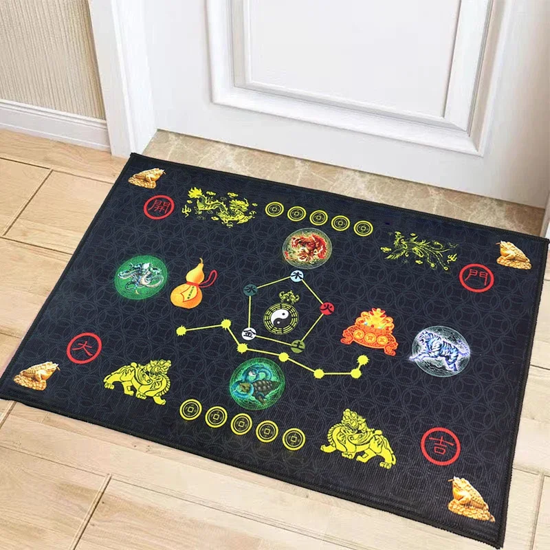 VIKAMA Seven Stars Lucky Doormat Five Elements Lucky Emperor God Of Fortune Beast Entryway Kitchen Feng Shui Floor Mat