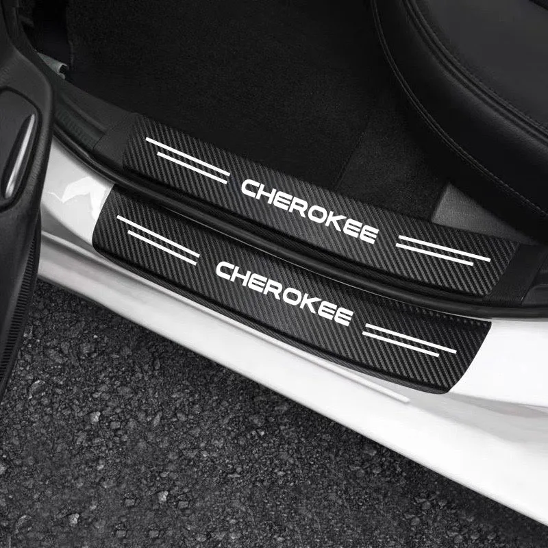 Senior sense car Door Sill Carbon Fiber Car Sticker Protector Strip Waterproof Protect Film For JEEP Cherokee accessorie fashion view 2