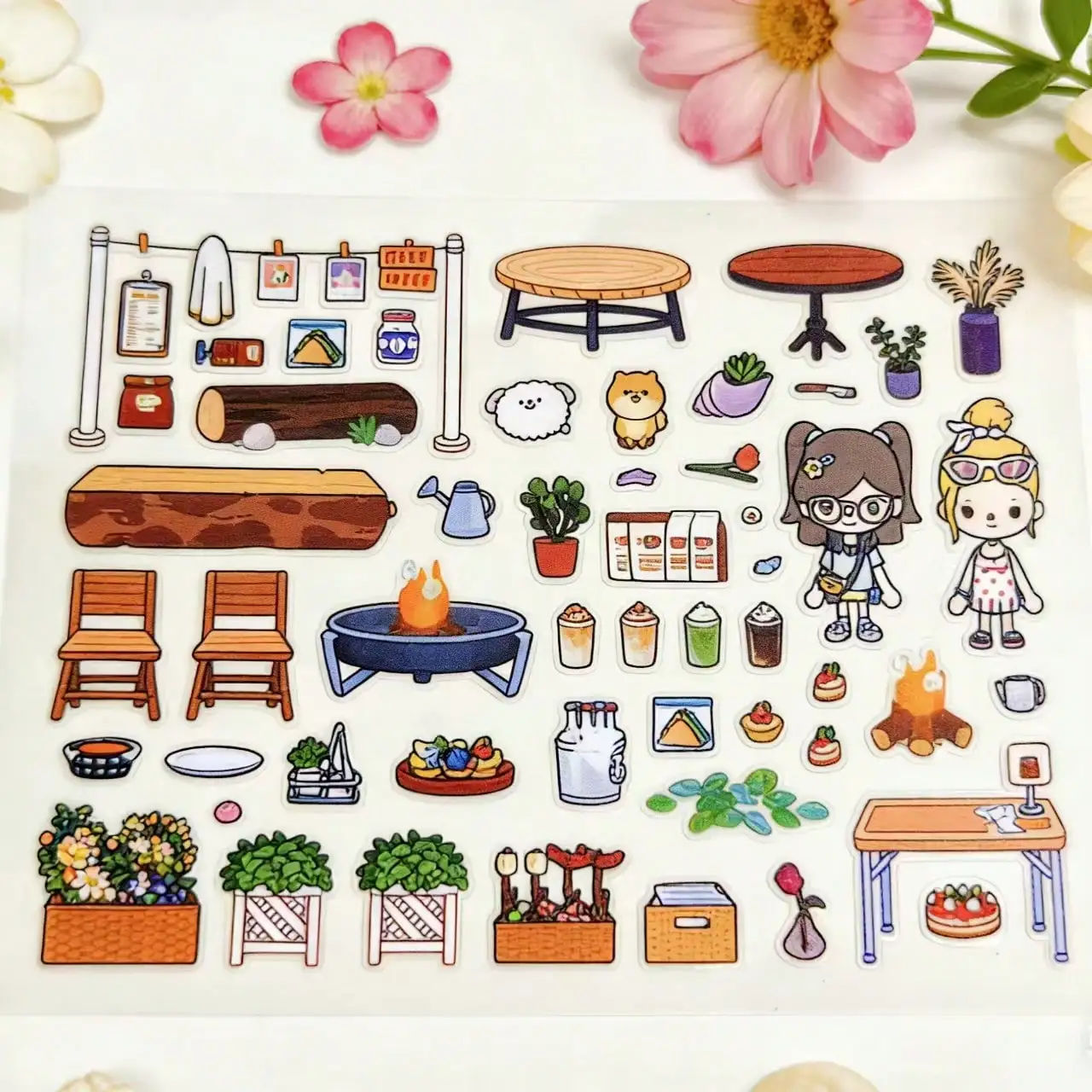 Children's Sticker Scene Stick Beach Camper Van Theme Sticker Set DIY Craft for Kids, Scrapbook & Journal Decoration, Scene Play