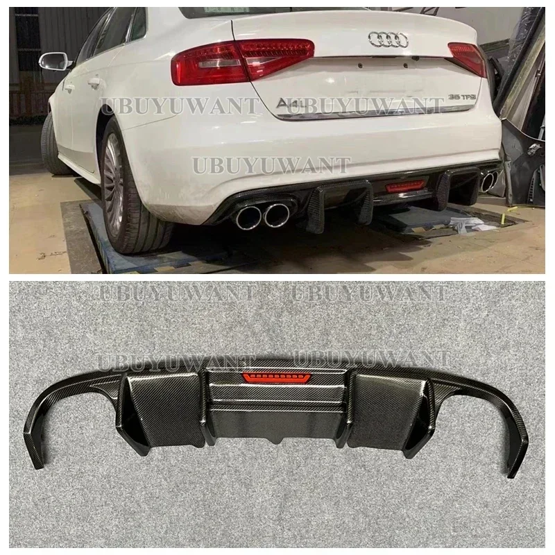 Rear Bumper Diffuser Lip Spoiler For Audi A4 B8 B8.5 S-Line Sedan 2009 2010 2011 2012-2016 Style S4 RS4 Real Carbon fiber