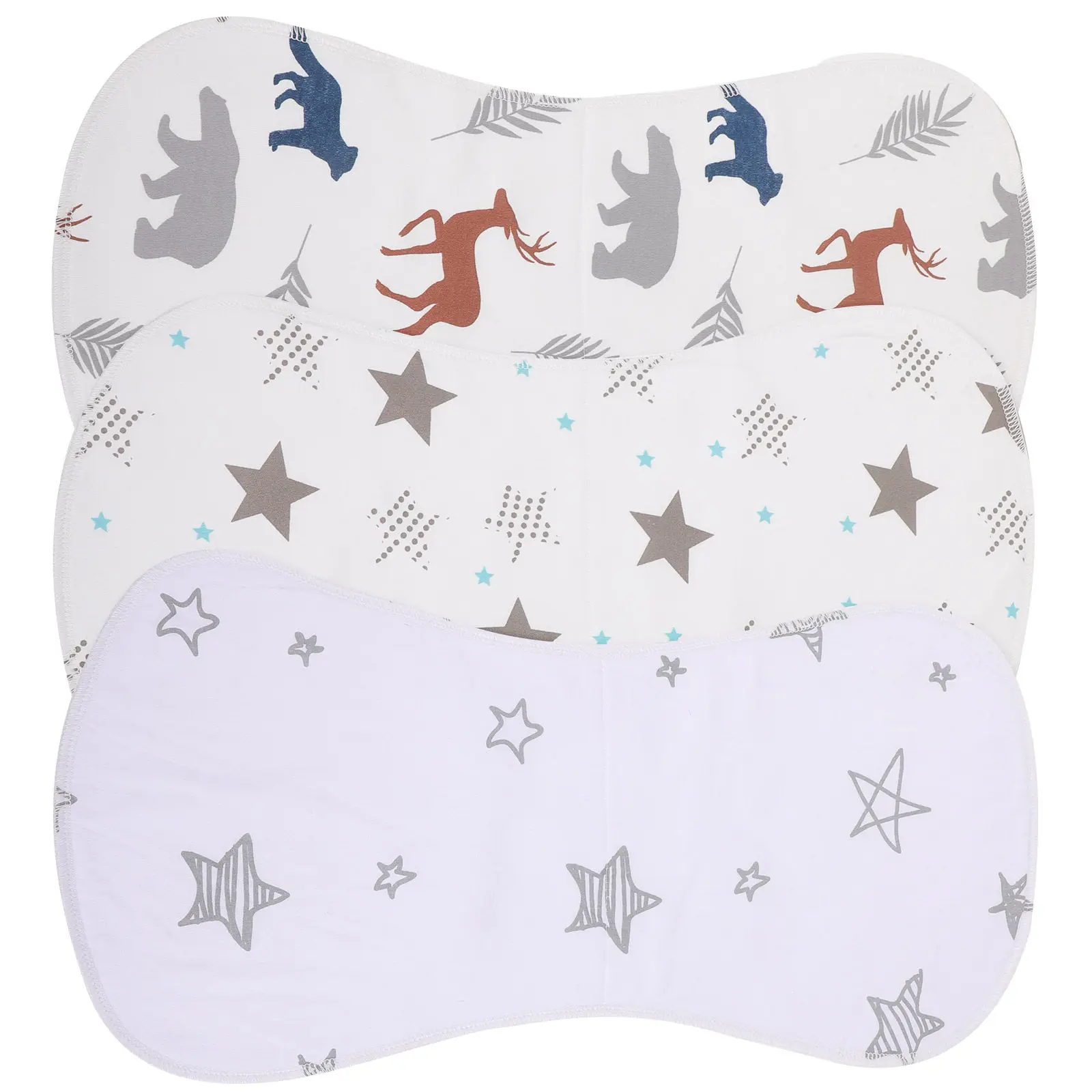 

3Pcs Baby Burp Cloths Cotton Absorbent Breathable Baby Girl Burping Cloth Soft Skin Friendly Milk Spit Up Cloths