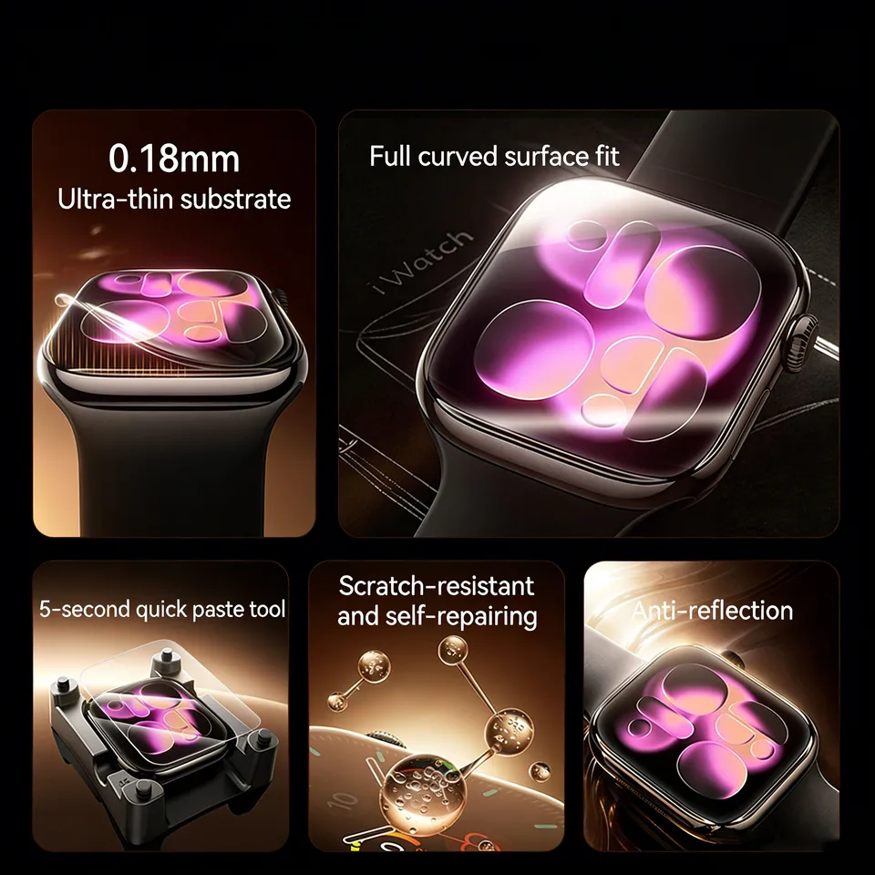 SAMZHE protector de pantalla para Apple Watch Series 11/10/9/8/7/6 SE/SE2/SE3 40-46MM, protector de cobertura completa suavizado 5