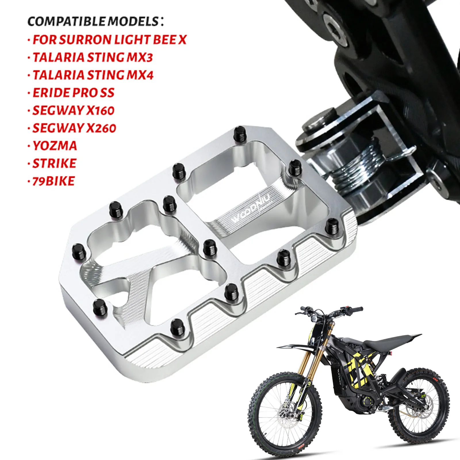Electric Dirt Bike Aluminum Footpeg for Surron Pegs Light Bee X Talaria MX3 MX4 for Eride Pro SS for Yozma for 79Bike Motorcycle