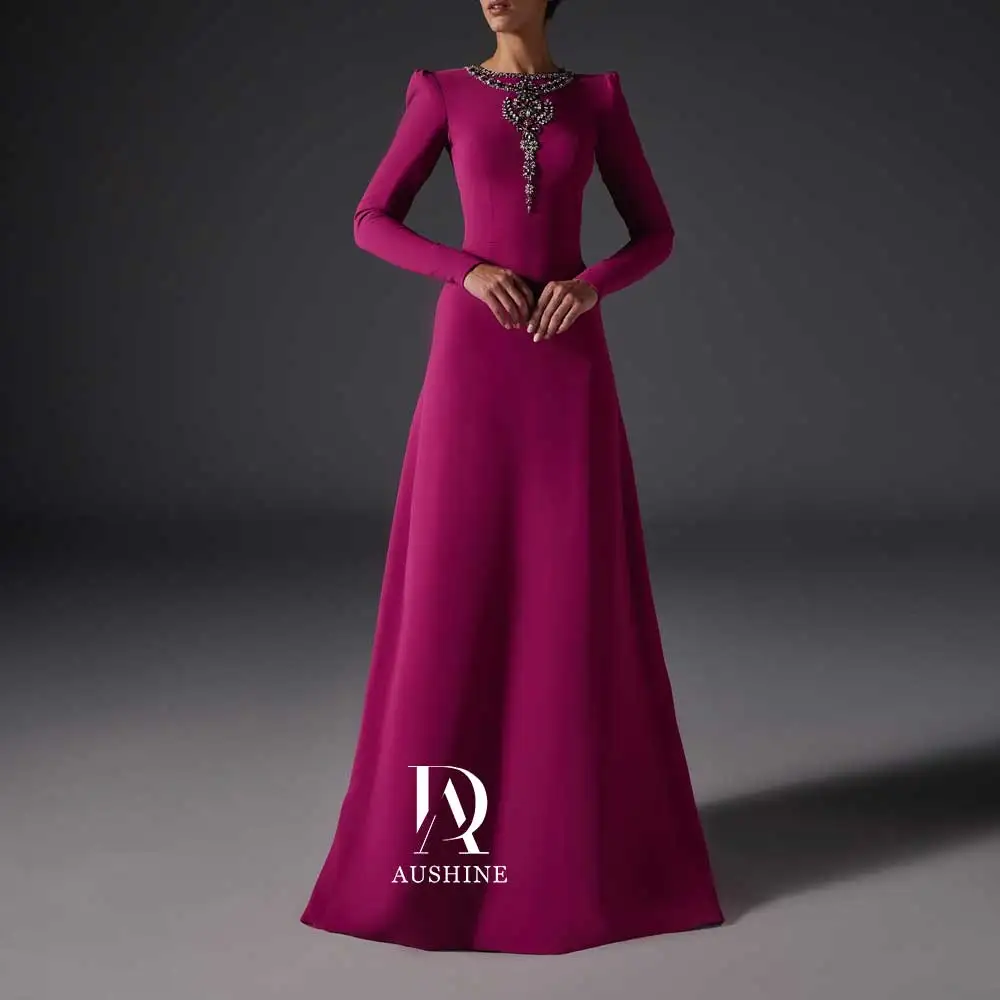 

Aushine Dress Luxury Birthday Evening Dress Floor Length Full Sleeves Summer Elegant Wedding Party Gowns For Women Arab 2024Fu