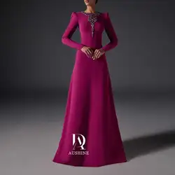 Aushine Dress Luxury Birthday Evening Dress Floor Length Full Sleeves Summer Elegant Wedding Party Gowns For Women Arab 2024Fu