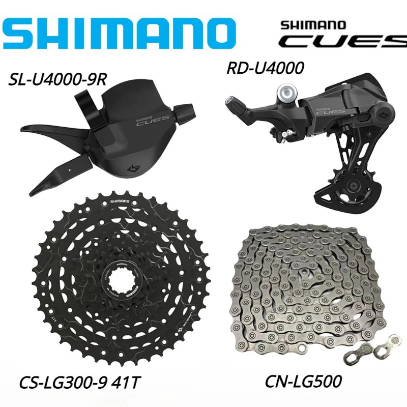 SHIMANO CUES U4000 U3020 U4010 U4020 1X9 Speed Rear Derailleurs MTB Bike CN-LG500 Chain CS-LG300 11-41T Cassette Bicycle Parts