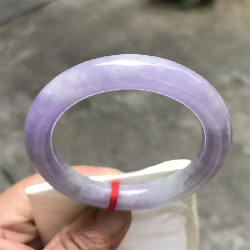 53.3mm Myanmar Natural Green Lavender Jadeite Jade Bracelet Trumpet Bangle