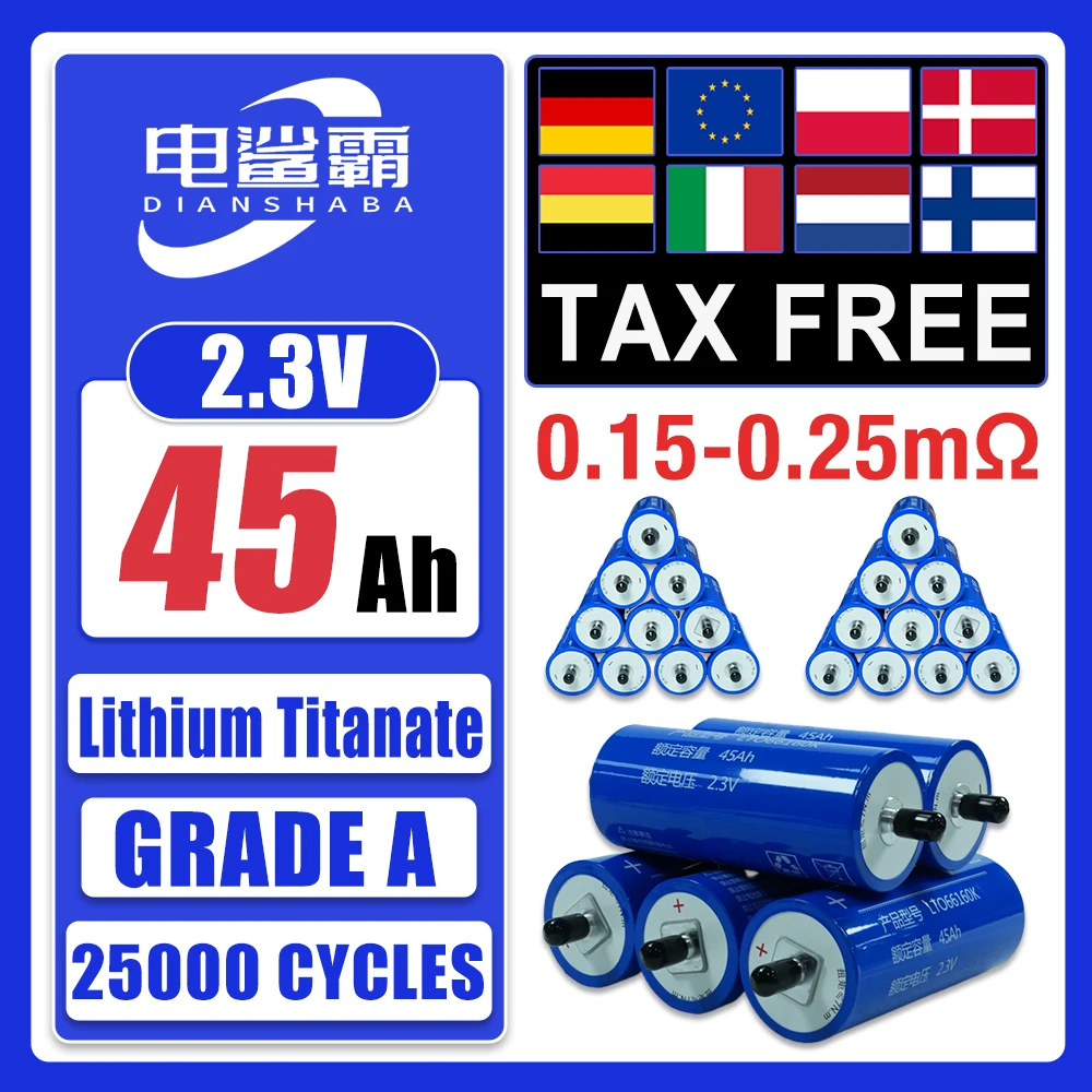 

tax-free Rechargeable Battery 2.3V 45Ah 100% LTO 66160 Original YinLong Lithium Titanate Battery Boat Solar Speaker Car Power