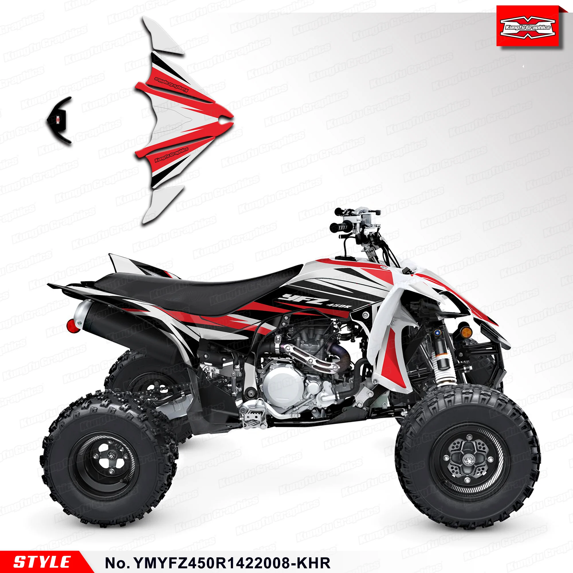 KUNGFU GRAPHICS Stickers Set Vinyl Decal for YAMAH YFZ450R YFZ 450R 14 15 16 17 18 19 20 21 22 23 24 25, YMYFZ450R1422008-KHR