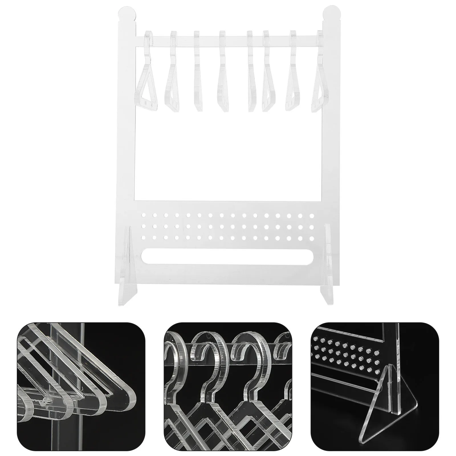 

1Set Acrylic Clothes Hanger Earring Holder Desktop Jewelry Display Stand Necklace Organizer Jewelry Rack Storage Organizer