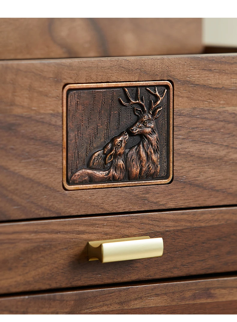 صندوق مجوهرات صيني من الخشب الصلب من خشب الجوز الأسود مع قفل أغطية الرأس الرجعية إكسسوارات الشعر صندوق تخزين مجوهرات دبوس الشعر الخشبي العتيق #5