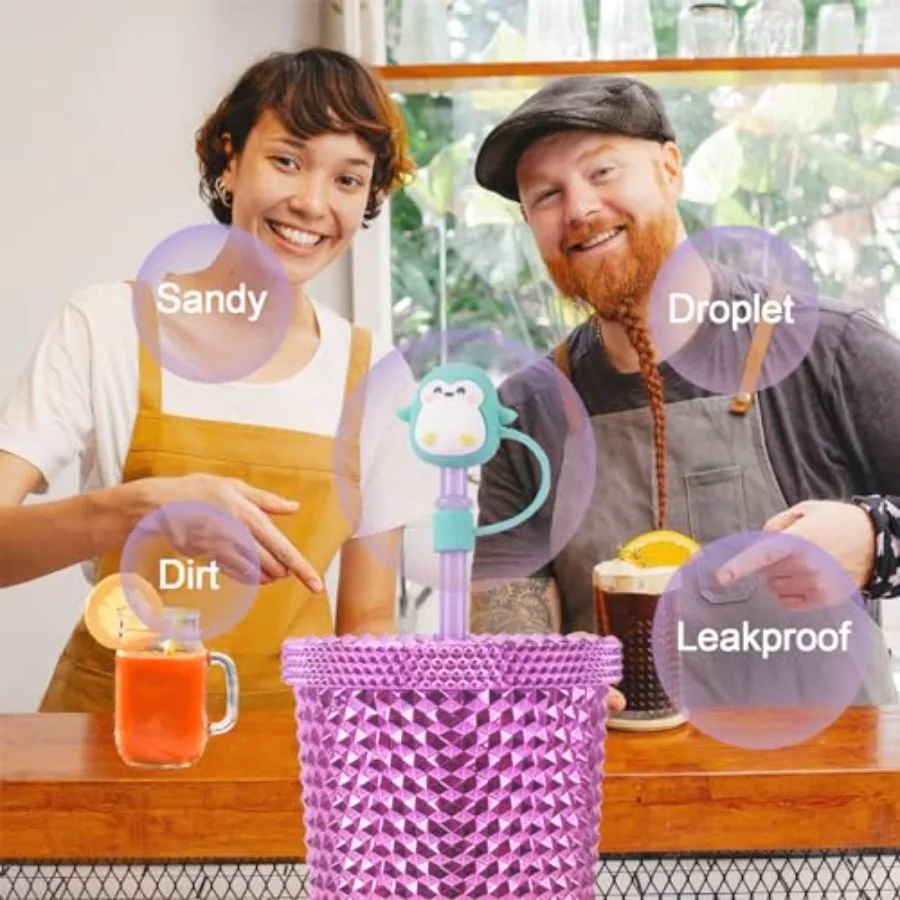 أغطية وأطراف من القش لأكواب ستاربكس، واقيات شفاطات للشرب قابلة لإعادة الاستخدام، أغطية مقاومة للرذاذ 78 مم، 6 قطع