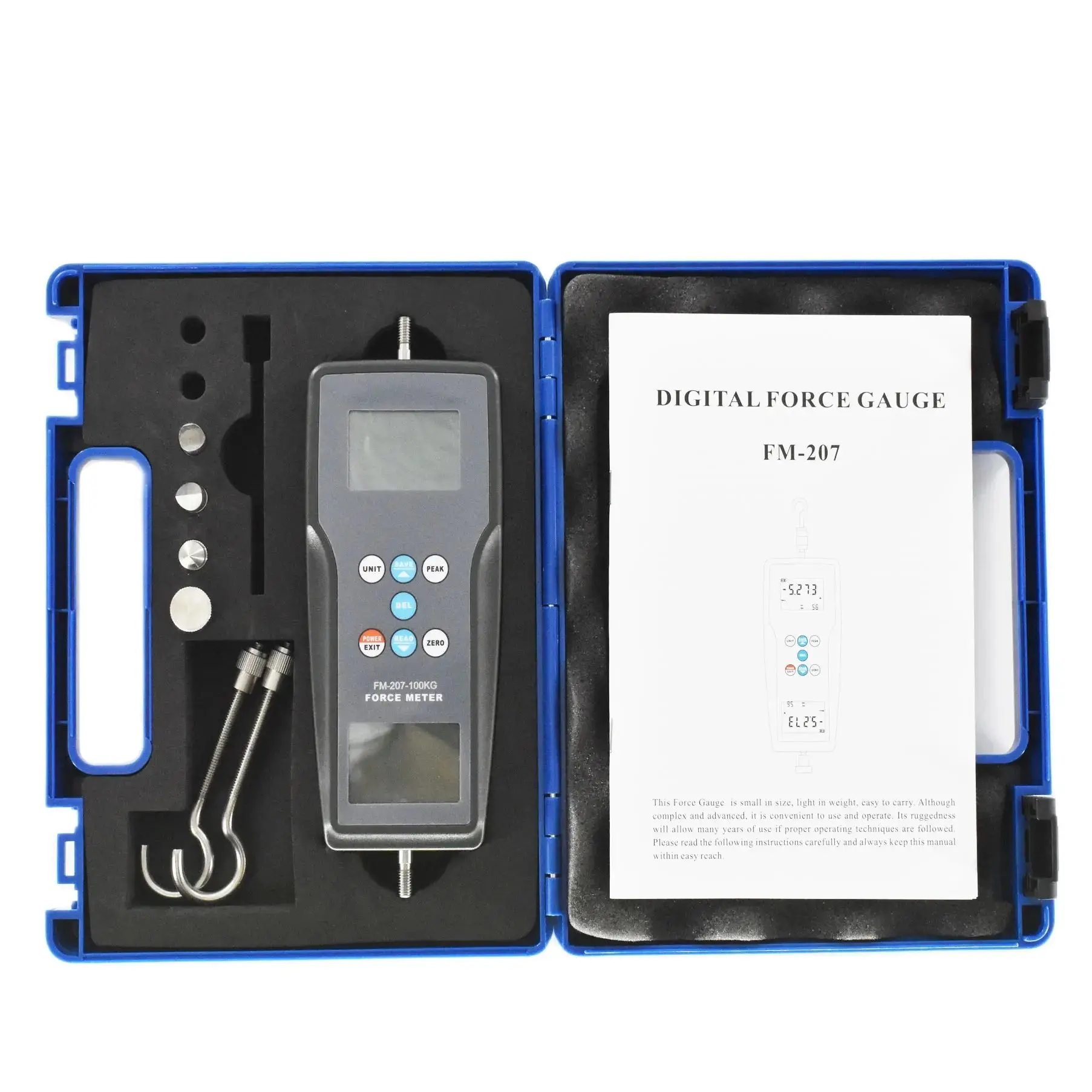 جهاز اختبار قوة السحب والدفع الرقمي 980N FM-207-100K مقياس الدينامومتر Kgf، gf، N، Lbf