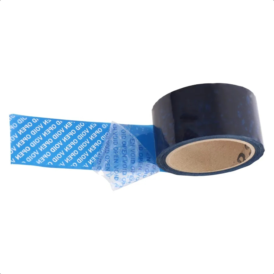 

2 дюйма x 55 ярдов StealGuard Blue Tamper Evident Упаковочная лента Void Maging Pattern 0,92 мил ПЭТ-материал Сделано в США