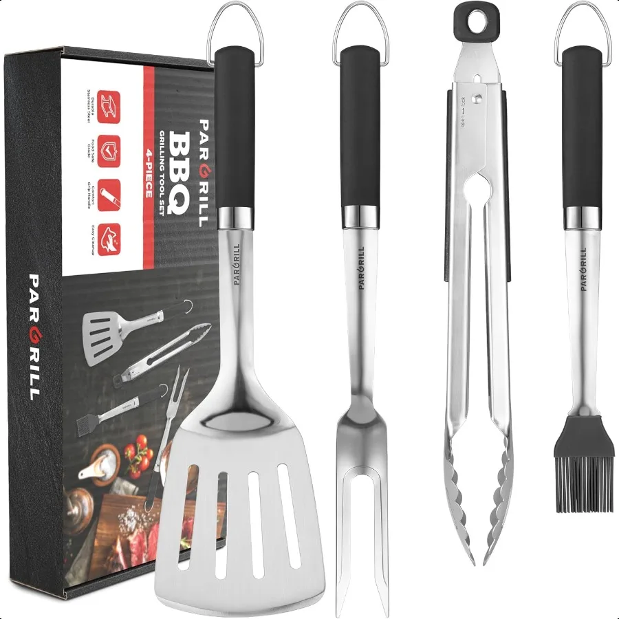 

Grill Accories Heavy Duty BBQ Set Gifts for Men Women Premium Stainl Steel Spatula Fork Brush Tongs Barbecue Utensils Tool Kit