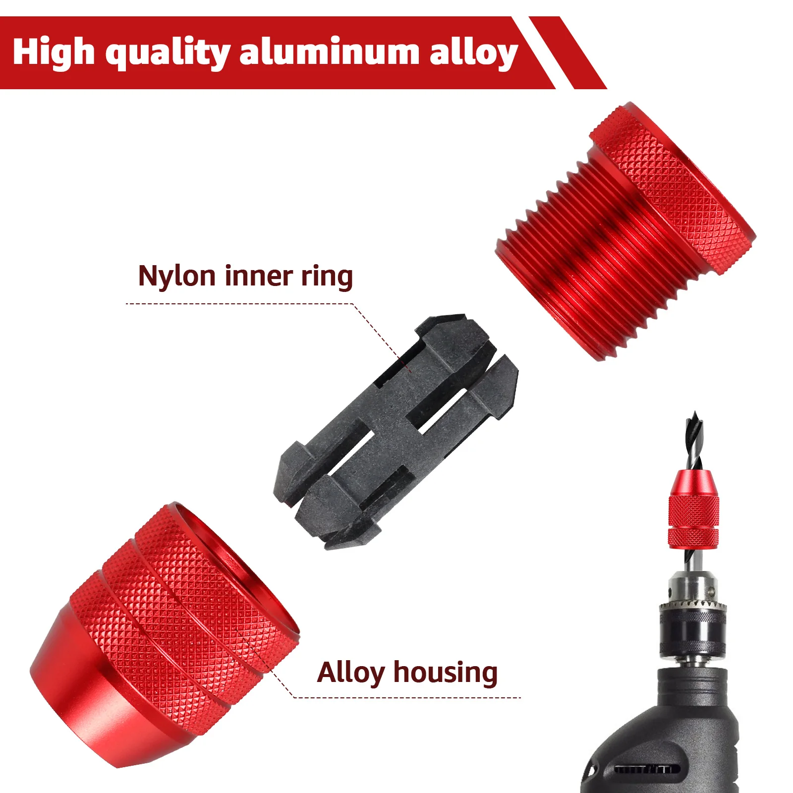 Adjustable Drill Depth Stop Set Aluminum Alloy Outer Ring for Collar Power Metal Drill Bit Stop Positioner Stopper for Furniture