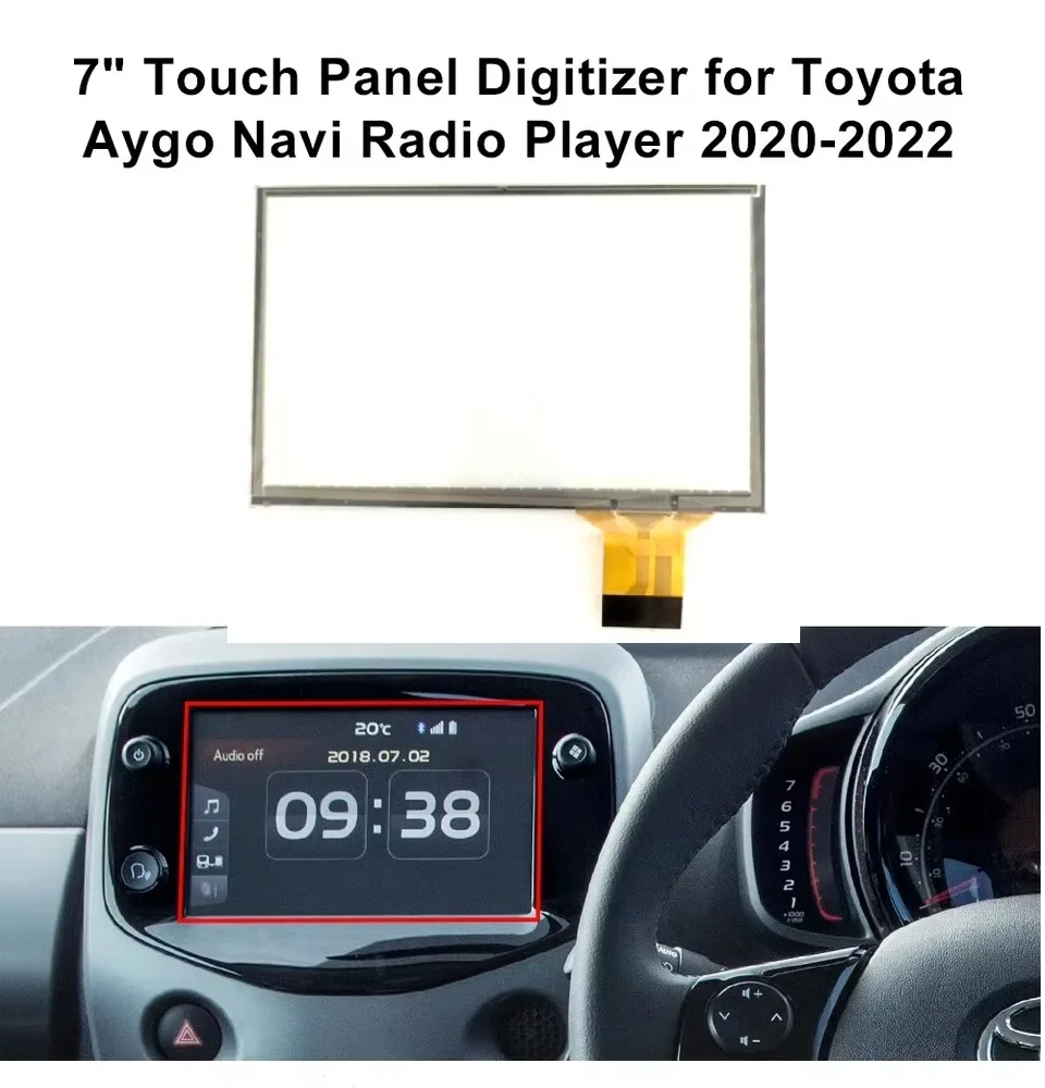 

7" Touch Panel Digitizer for Toyota Aygo and Citroen C1 Peugeot 108 Navi Radio Player (2018-2022)