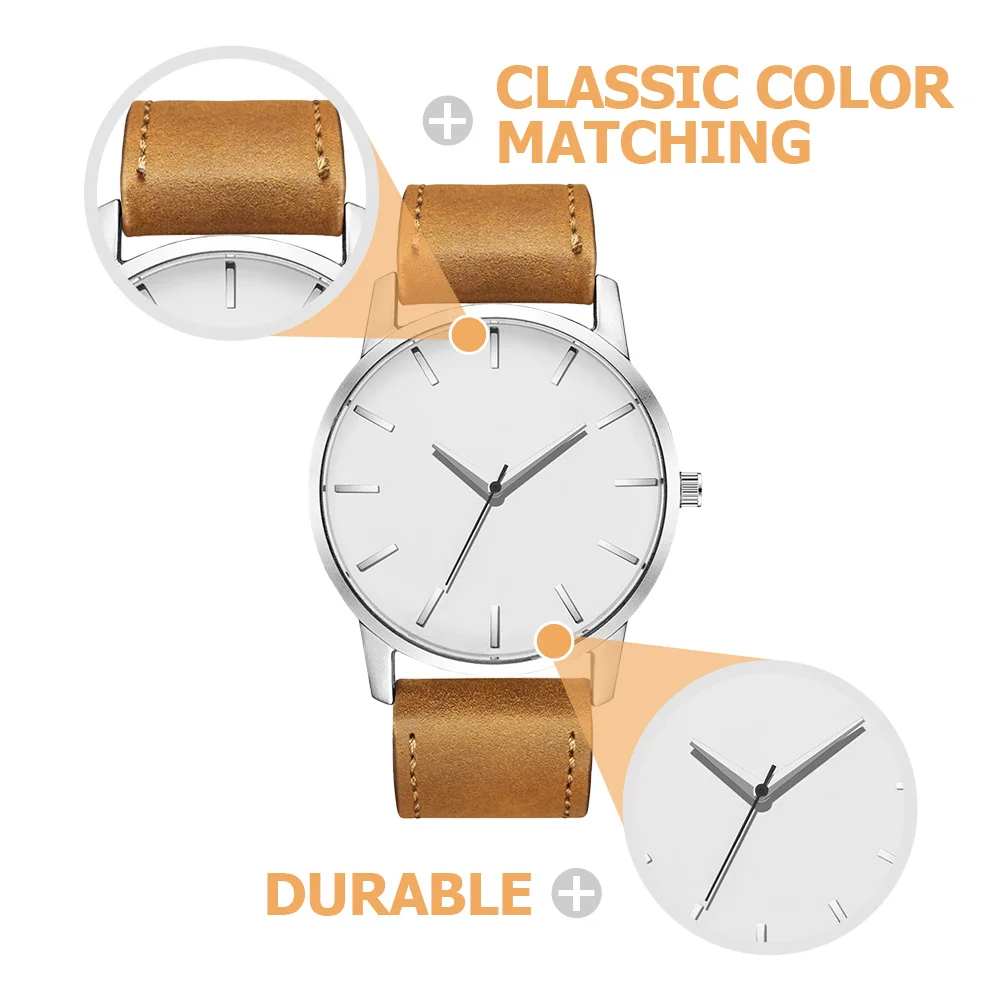 

Quartz Men Watch Pu Strap Adjustable Buckle Rugged Design Skin Safe Durable Fashion Casual Wristwatch For