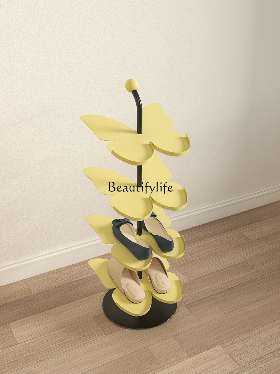 Butterfly shoe rack home door space saving small crevice multi-layer new cream style shoe cabinet