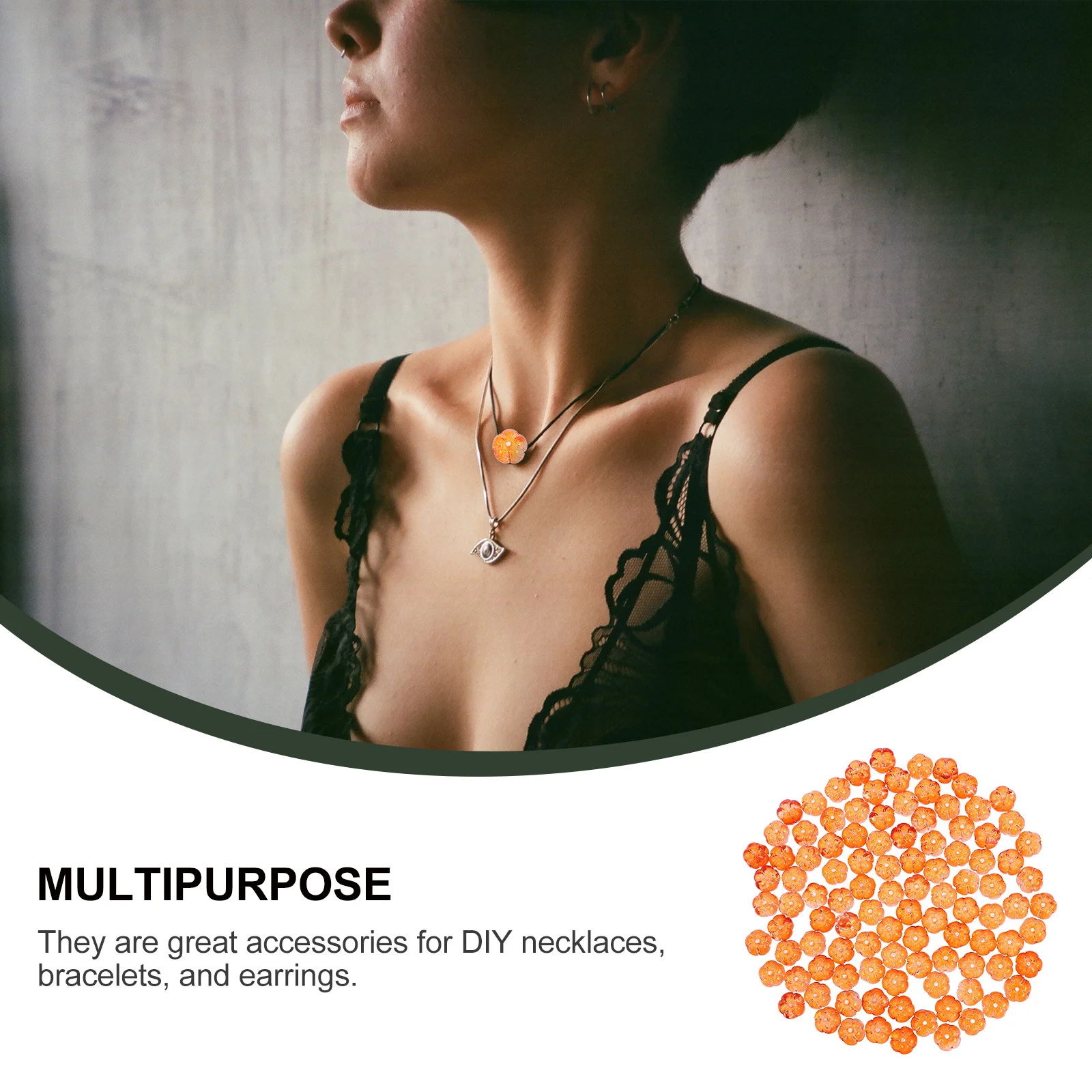 

100pcs Pumpkin Beads Orange Diy Jewelry Making Charms For Necklace Bracelet Pendant Accessories Craft Beads Supplies