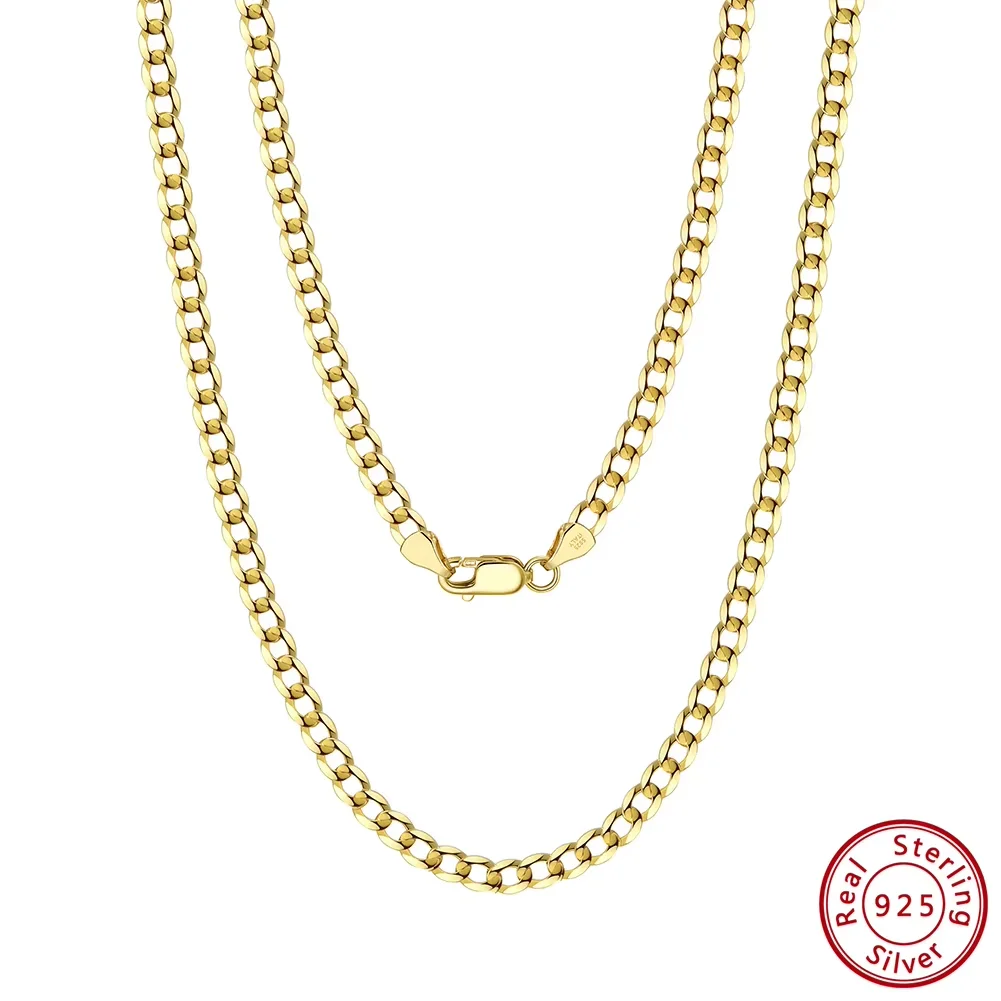 ORSA JEWELS Halskette aus 925er-Sterlingsilber, italienische 3 mm/5 mm kubanische Gliederkette für Damen und Herren, modische Party-Halskette, Schmuck SC60