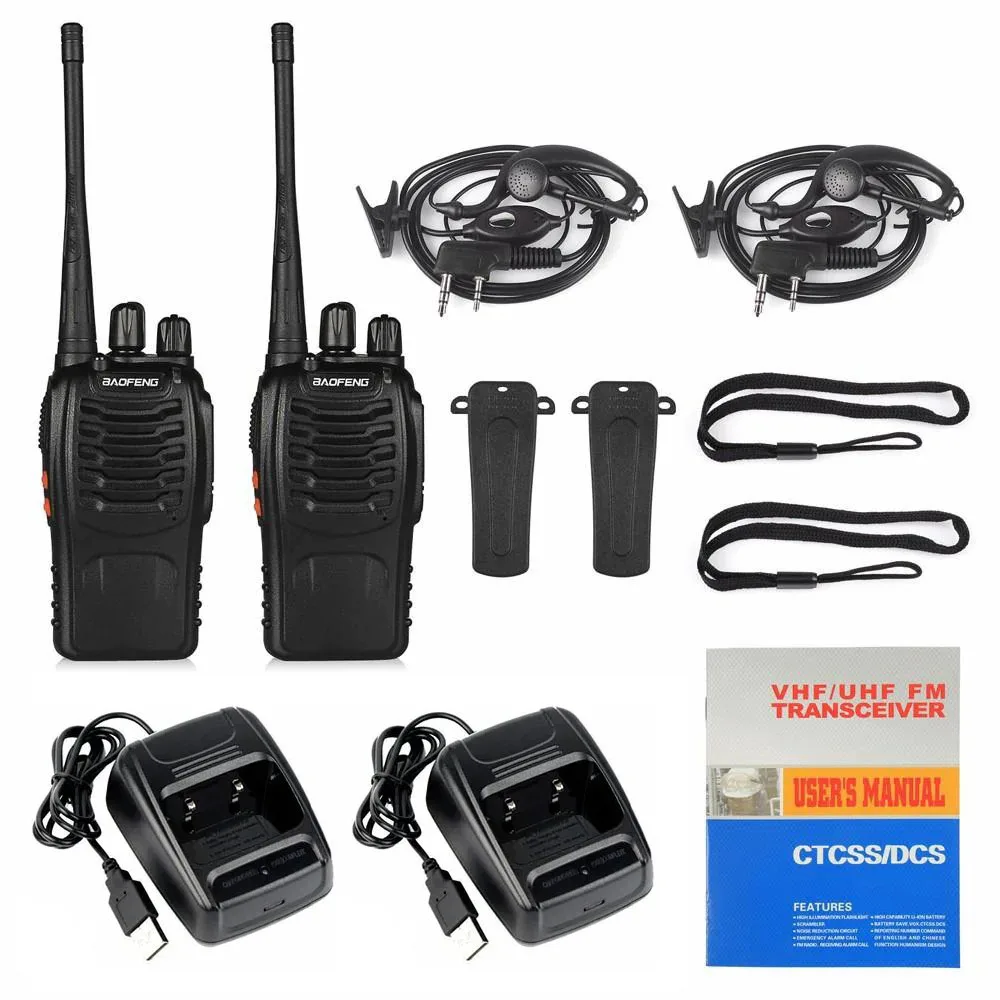 Baofeng-walkie talkie bf-888s, uhf 400-470mhz, carregador usb, rádio cb portátil, rádio em dois sentidos, 2pcs