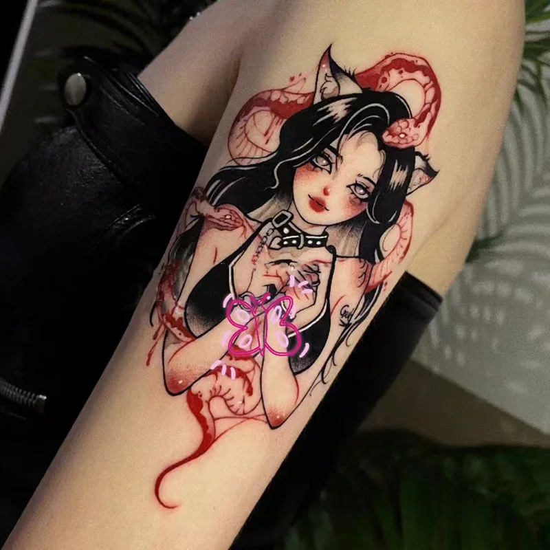 

Medusa Snake Woman Temporary Tattoos Durable Lifelike Cartoon Waterproof Fake Tattoo Sticker Realistic Body Art Transfer Tattoo