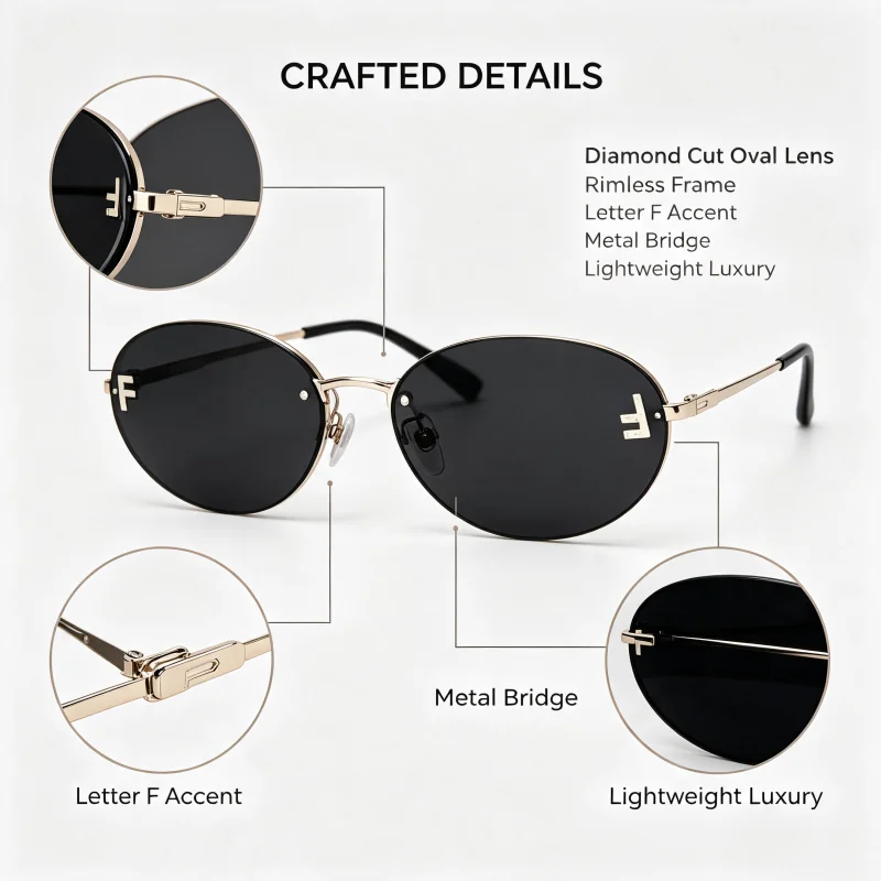 Elegant Diamond Oval Sunglasses Male Letter 