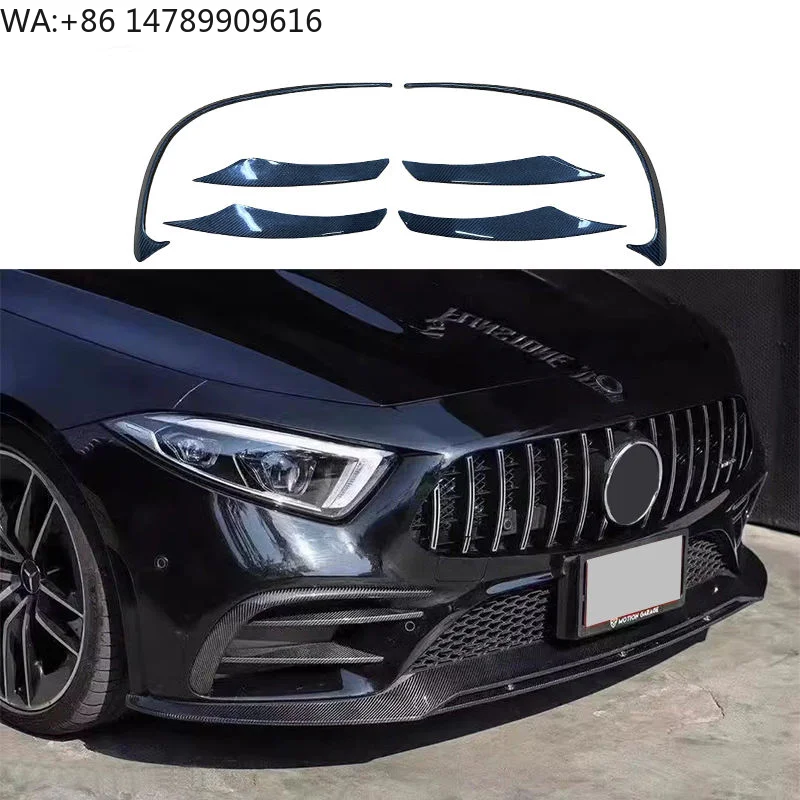 W257 W257 Real Carbon Fiber Front Bumper Canards with Fog Lamp Vents for   C257 CLS Class 2017-2019