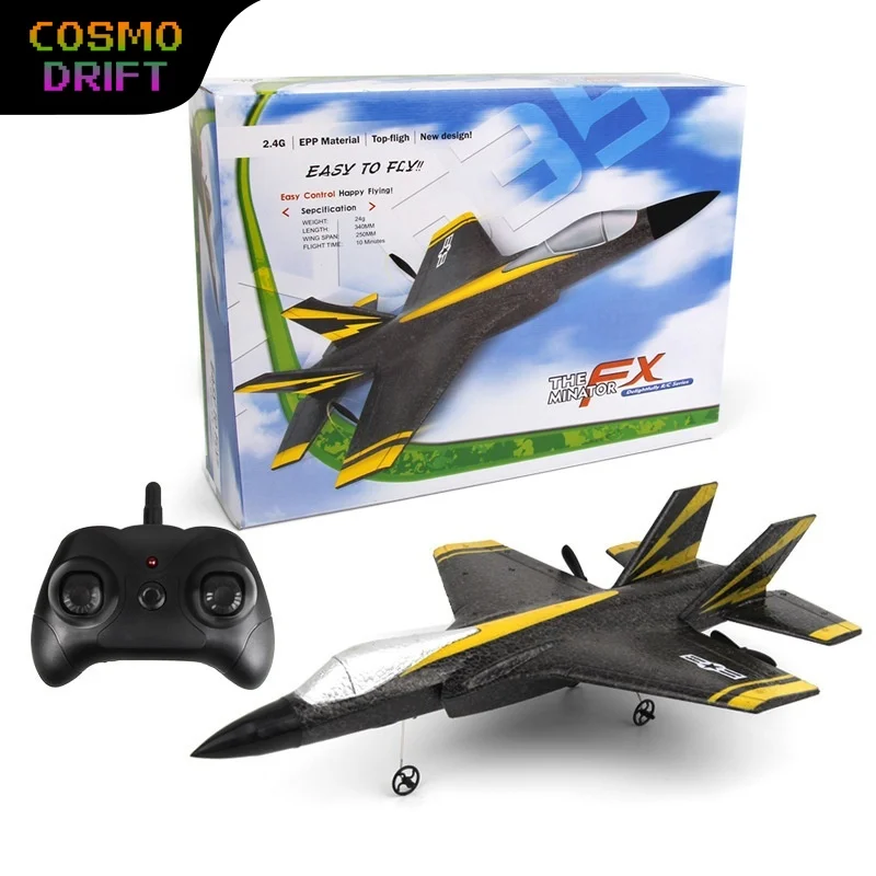 Fx635 F35 Remote Control Airplane 2 4 Ghz Two Channel Fixed Wing Electric Rc Fighter Jet Outdoor Flying For Hobby Enthusiasts