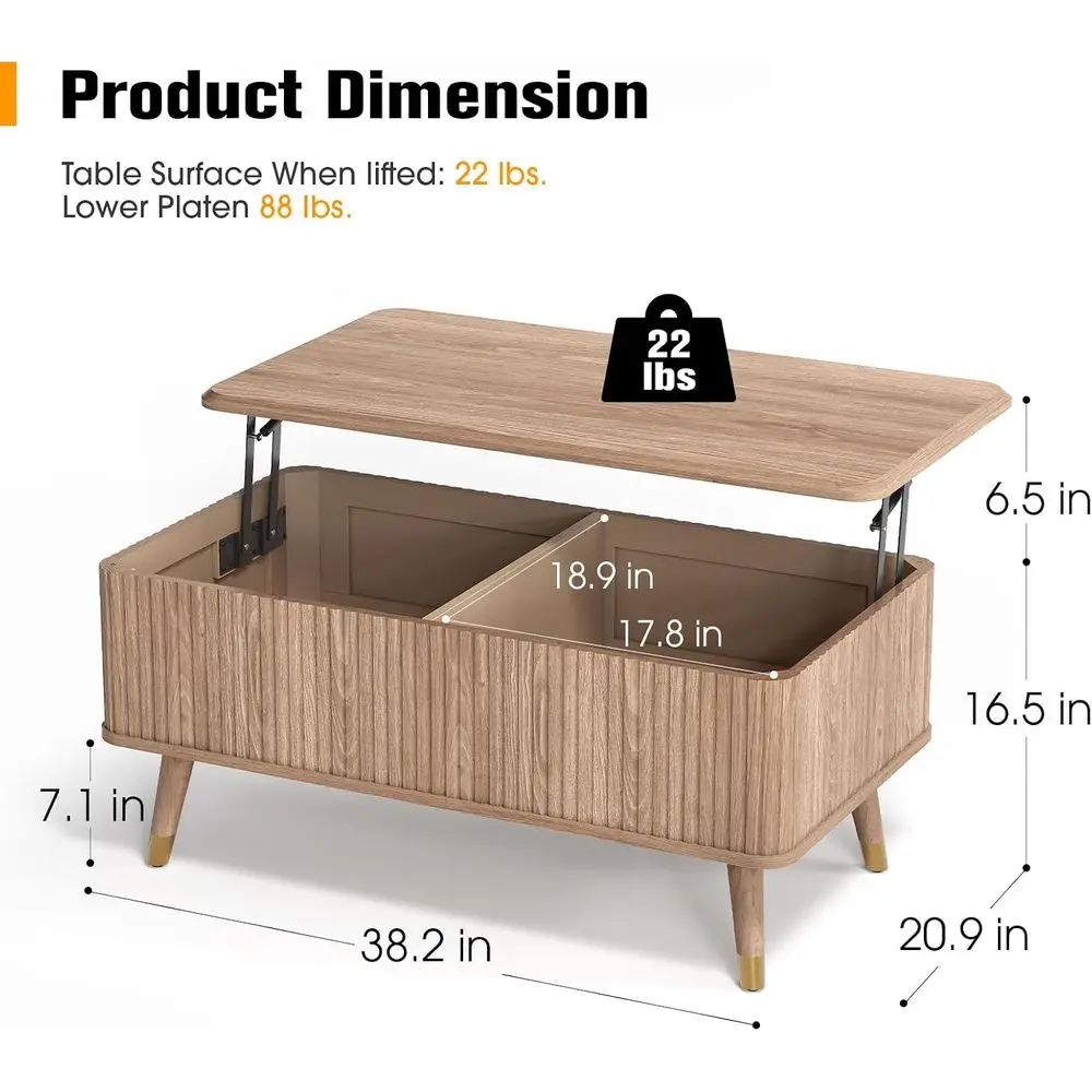 Lit Top Coee Table with Storage or Living Room,38