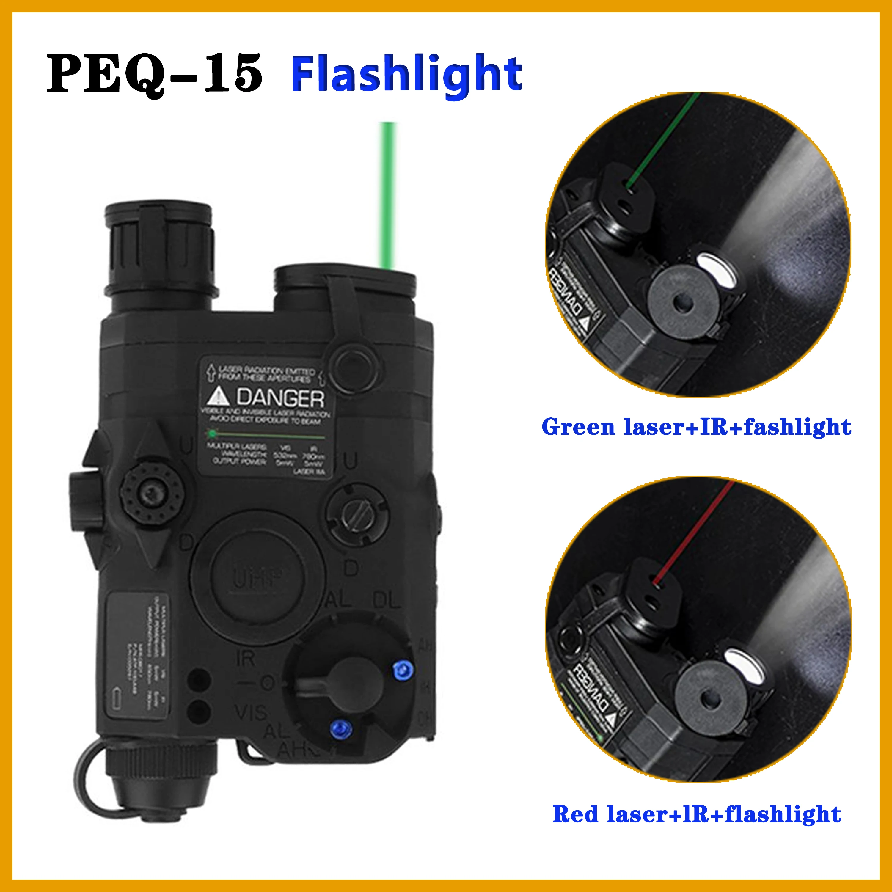 Hot new original PEQ-15 multi-function flashlight infrared illuminator, infrared laser and visible light laser three modes