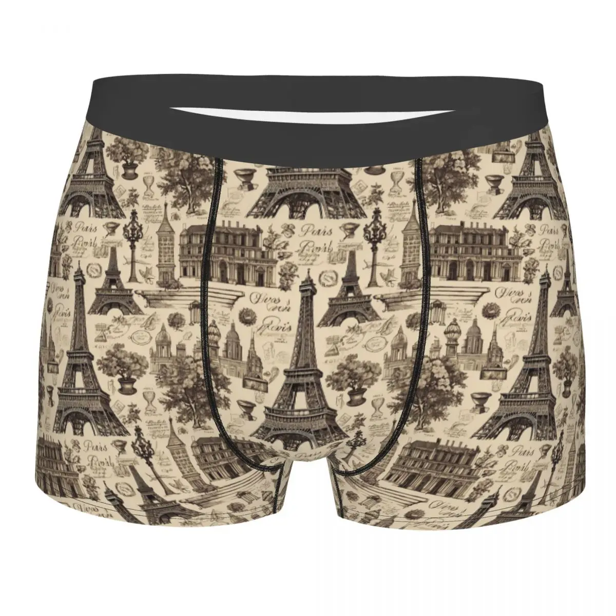 Boxer Underpants Shorts French Paris France Eiffel Tower Panties Men Breathable Underwear for Homme Man Boyfriend Gifts
