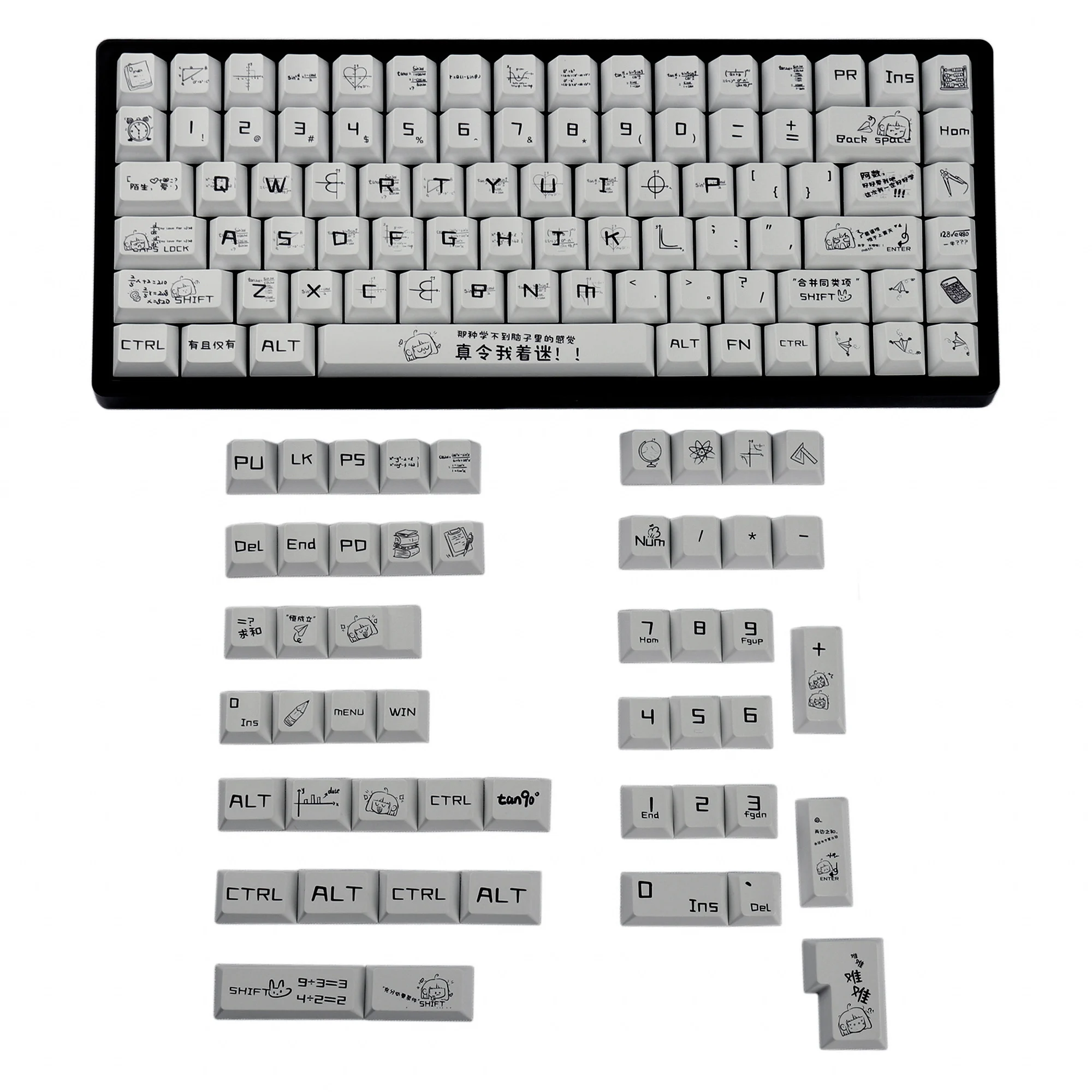 

Колпачки для клавиш с математической тематикой. Оригинальные высокомеханические колпачки для сублимационной клавиатуры из ПБТ 60/68/84. и другие посвященные.