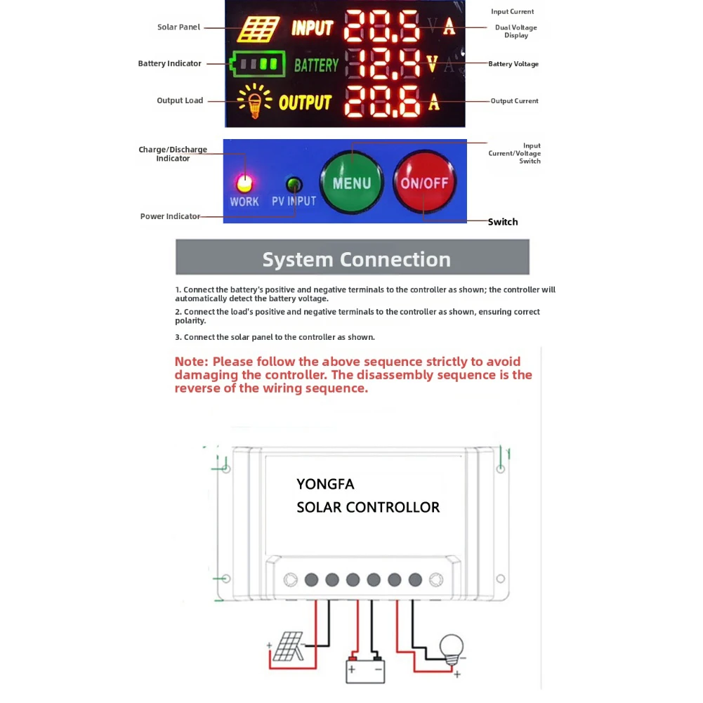 12 فولت/24 فولت الشمسية جهاز التحكم في الشحن بطارية الرصاص الحمضية نظام شحن الطاقة الشمسية شحن ذكي الصناعية الصف وحدة تحكم صغيرة #4