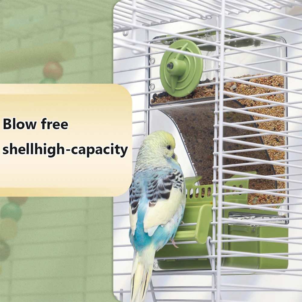 Automatic Bird Feeder No Mess Parrot Feeder For Cage Transparent Seed Food Container Cage Accessories For Parakeets Cokatoos