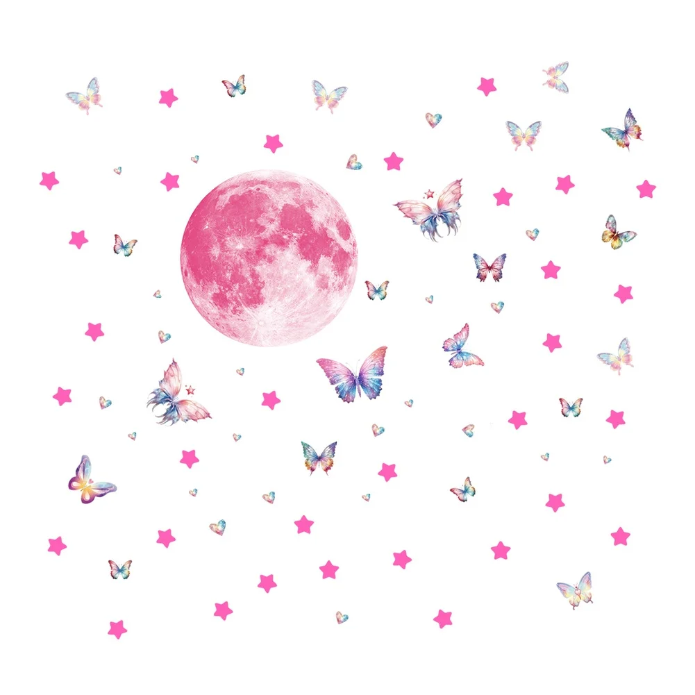 Children's Bedroom Decor Glow Wall Stickers Child Friendly Glow Stickers Star Butterfly Decal Absorbs Light 10-20min
